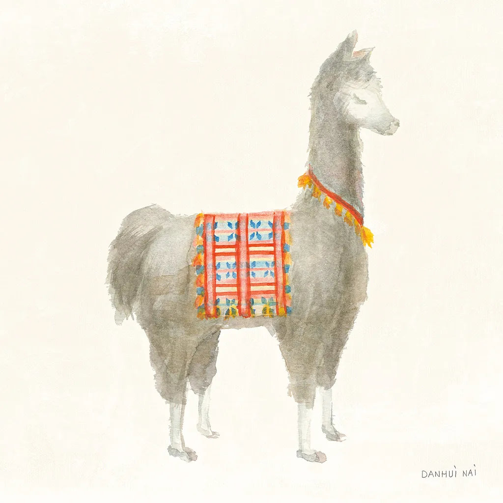 Festive Llama I by Danhui Nai. SKU 48481a. Archival Giclee Fine art print for wall decor.