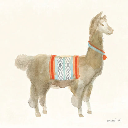Festive Llama III by Danhui Nai. SKU 48483a. Archival Giclee Fine art print for wall decor.