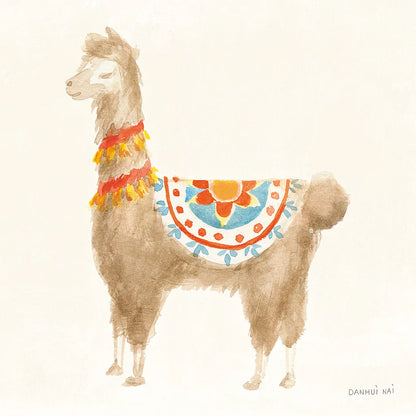 Festive Llama IV by Danhui Nai. SKU 48484a. Archival Giclee Fine art print for wall decor.