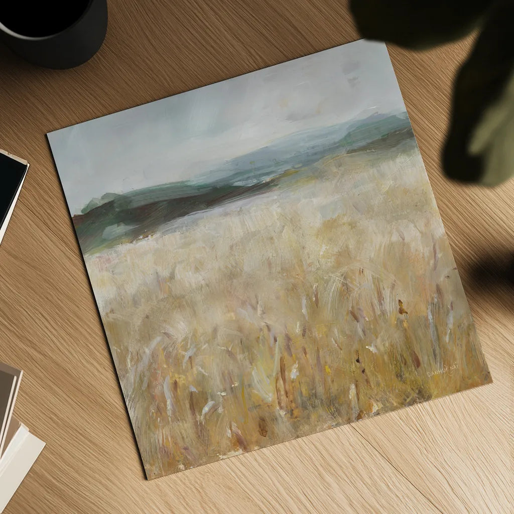 Field of Gold I by Danhui Nai. Shown as a detailed flat fine art print, highlighting archival giclee quality. Available as an archival giclee rolled canvas, fine art paper, or poster print. SKU 86374a.
