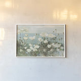 Field of Poppies Bright Cream Crop by Danhui Nai. shown as a paper print in a white frame. Available as a archival giclee rolled canvas, fine art paper, or poster print. SKU 101672i.