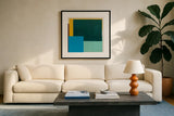 Finding My Way I by Danhui Nai. Displayed in a glass frame with matte in a clean modern living room. Available as an archival giclee rolled canvas, fine art paper, or poster print. SKU 85836a.