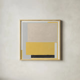 Finding My Way II Yellow by Danhui Nai. Shown in a natural wood glass frame for a timeless modern aesthetic. Available as an archival giclee rolled canvas, fine art paper, or poster print. SKU 88107a.