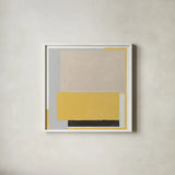Finding My Way II Yellow by Danhui Nai. Shown in a crisp white glass frame for a clean and minimalist style. Available as an archival giclee rolled canvas, fine art paper, or poster print. SKU 88107a.