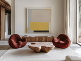Finding My Way II Yellow by Danhui Nai. Shown as extra-large giant wall art in a modern living room. Available as an archival giclee rolled canvas, fine art paper, or poster print. SKU 88107a.
