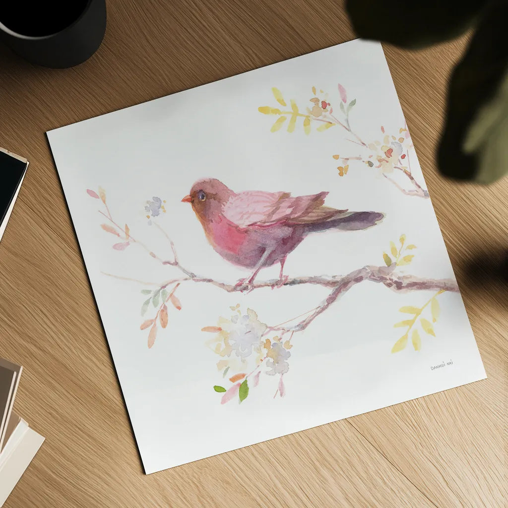 Flight Friends II by Danhui Nai. Shown as a detailed flat fine art print, highlighting archival giclee quality. Available as an archival giclee rolled canvas, fine art paper, or poster print. SKU 68007a.