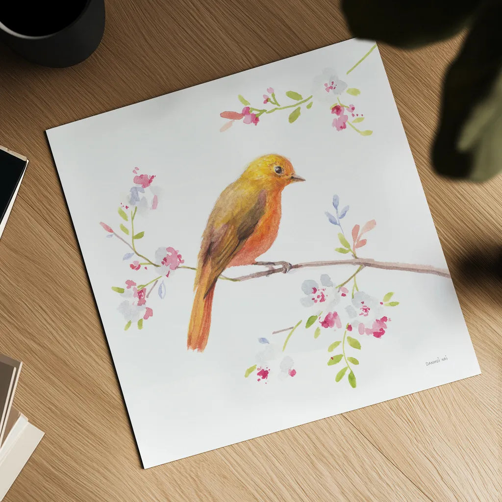 Flight Friends III by Danhui Nai. Shown as a detailed flat fine art print, highlighting archival giclee quality. Available as an archival giclee rolled canvas, fine art paper, or poster print. SKU 68008a.