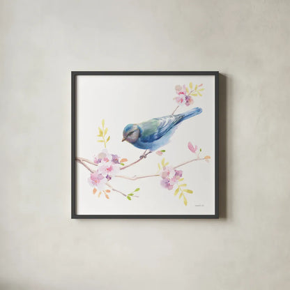 Flight Friends IV by Danhui Nai. Shown in a sleek black glass frame for a contemporary gallery look. Available as an archival giclee rolled canvas, fine art paper, or poster print. SKU 68009a.
