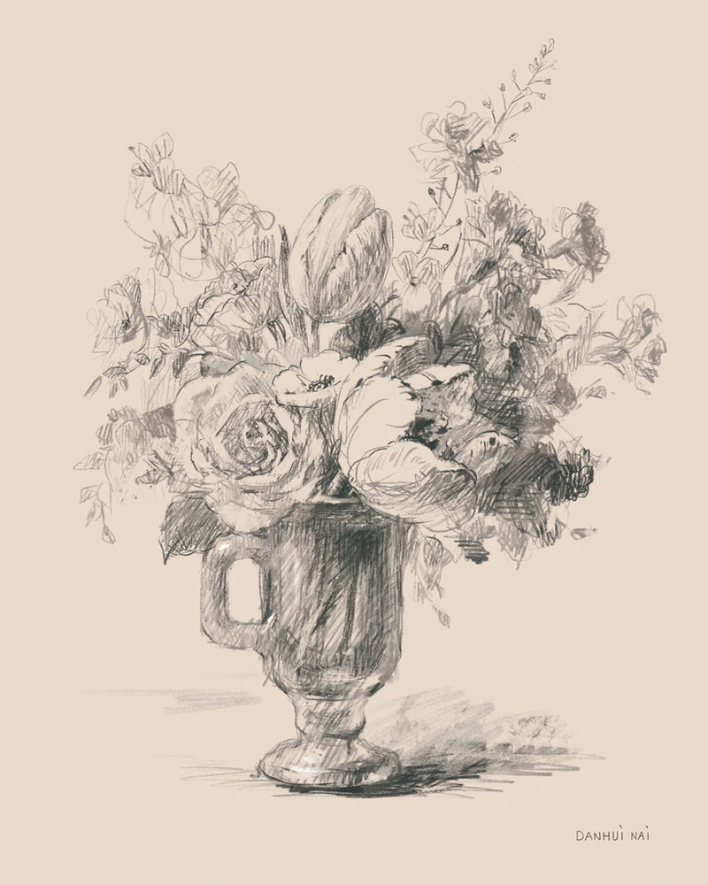 Floral Bouquet Pencil Sketch by Danhui Nai