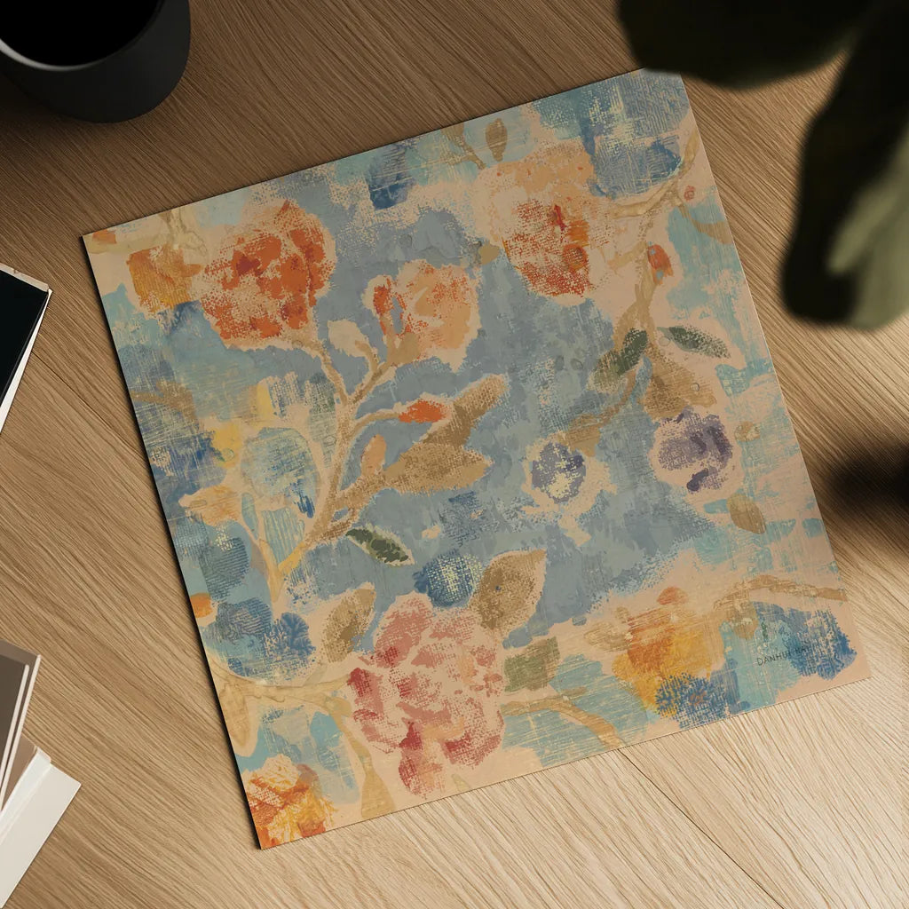 Floral Memory by Danhui Nai. Shown as a detailed flat fine art print, highlighting archival giclee quality. Available as an archival giclee rolled canvas, fine art paper, or poster print. SKU 94969a.