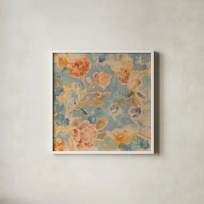Floral Memory by Danhui Nai. Shown in a crisp white glass frame for a clean and minimalist style. Available as an archival giclee rolled canvas, fine art paper, or poster print. SKU 94969a.