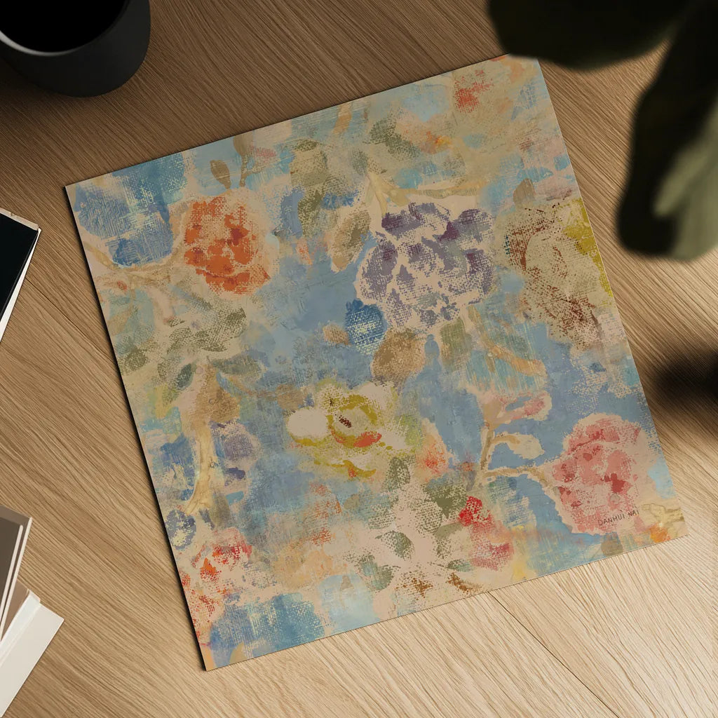 Floral Memory II by Danhui Nai. Shown as a detailed flat fine art print, highlighting archival giclee quality. Available as an archival giclee rolled canvas, fine art paper, or poster print. SKU 95124a.