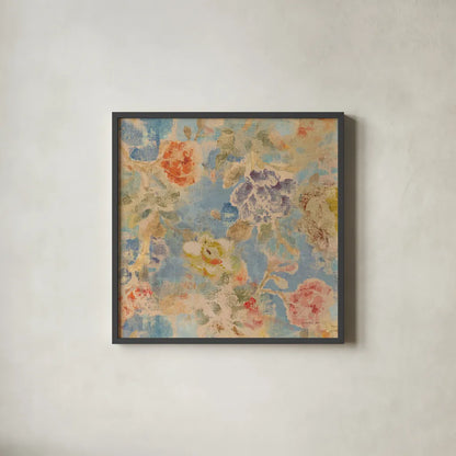 Floral Memory II by Danhui Nai. Shown in a sleek black glass frame for a contemporary gallery look. Available as an archival giclee rolled canvas, fine art paper, or poster print. SKU 95124a.