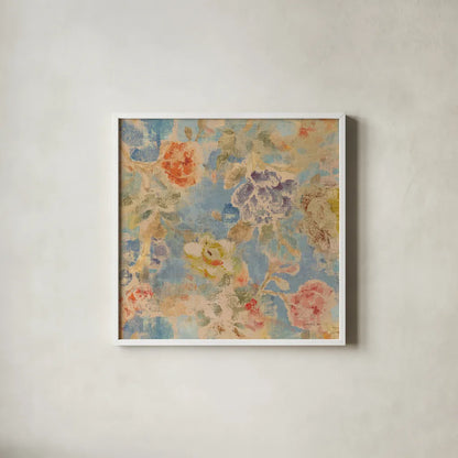 Floral Memory II by Danhui Nai. Shown in a crisp white glass frame for a clean and minimalist style. Available as an archival giclee rolled canvas, fine art paper, or poster print. SKU 95124a.