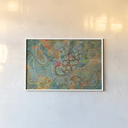 Floral Paisley by Danhui Nai. shown as a paper print in a white frame. Available as a archival giclee rolled canvas, fine art paper, or poster print. SKU 64838i.