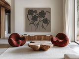 Floral Simplicity I by Danhui Nai. Shown as extra-large giant wall art in a modern living room. Available as an archival giclee rolled canvas, fine art paper, or poster print. SKU 81736a.
