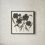 Floral Simplicity I Cream by Danhui Nai. Shown in a sleek black glass frame for a contemporary gallery look. Available as an archival giclee rolled canvas, fine art paper, or poster print. SKU 81929a.