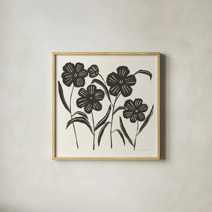 Floral Simplicity I Cream by Danhui Nai. Shown in a natural wood glass frame for a timeless modern aesthetic. Available as an archival giclee rolled canvas, fine art paper, or poster print. SKU 81929a.