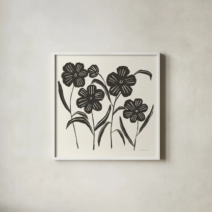 Floral Simplicity I Cream by Danhui Nai. Shown in a crisp white glass frame for a clean and minimalist style. Available as an archival giclee rolled canvas, fine art paper, or poster print. SKU 81929a.