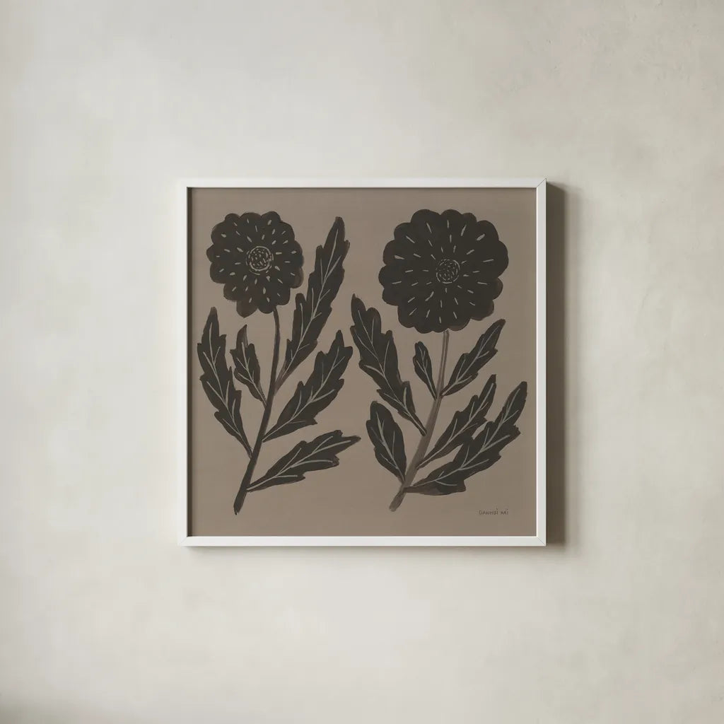 Floral Simplicity II by Danhui Nai. Shown in a crisp white glass frame for a clean and minimalist style. Available as an archival giclee rolled canvas, fine art paper, or poster print. SKU 81737a.