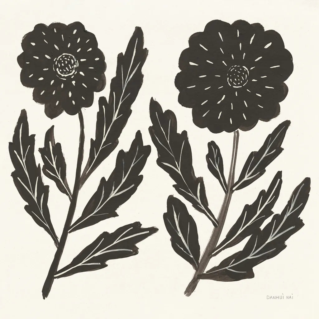 Floral Simplicity II Cream by Danhui Nai. SKU 81930a. Archival Giclee Fine art print for wall decor.