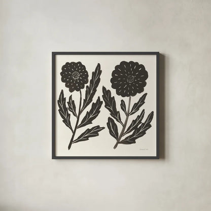 Floral Simplicity II Cream by Danhui Nai. Shown in a sleek black glass frame for a contemporary gallery look. Available as an archival giclee rolled canvas, fine art paper, or poster print. SKU 81930a.