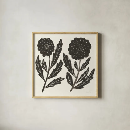 Floral Simplicity II Cream by Danhui Nai. Shown in a natural wood glass frame for a timeless modern aesthetic. Available as an archival giclee rolled canvas, fine art paper, or poster print. SKU 81930a.