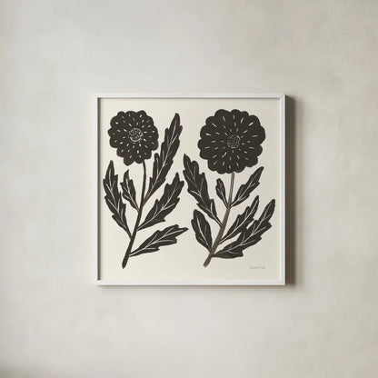 Floral Simplicity II Cream by Danhui Nai. Shown in a crisp white glass frame for a clean and minimalist style. Available as an archival giclee rolled canvas, fine art paper, or poster print. SKU 81930a.