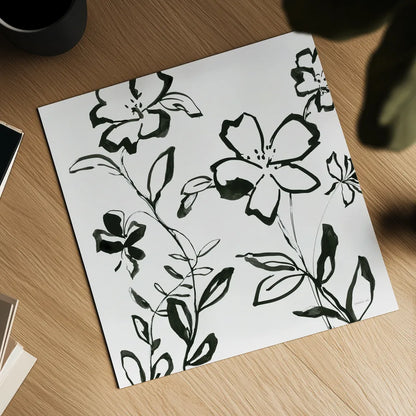 Floral Sketch II by Danhui Nai. Shown as a detailed flat fine art print, highlighting archival giclee quality. Available as an archival giclee rolled canvas, fine art paper, or poster print. SKU 92027a.
