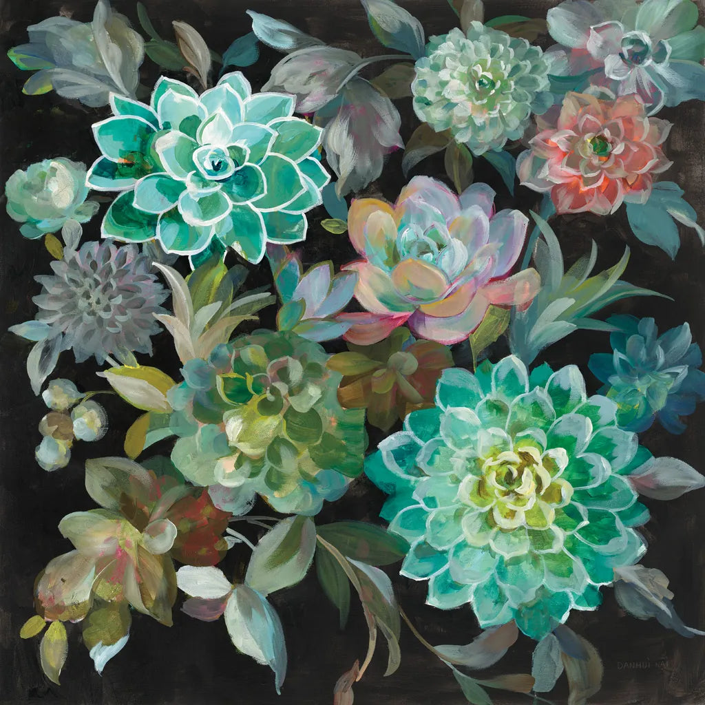 Floral Succulents by Danhui Nai. SKU 32083a. Archival Giclee Fine art print for wall decor.