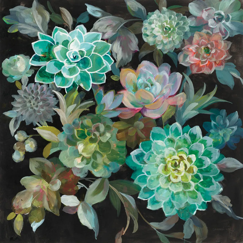 Floral Succulents by Danhui Nai. SKU 32083a. Archival Giclee Fine art print for wall decor.