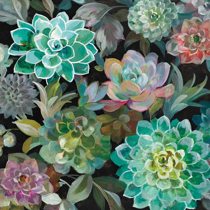 Floral Succulents v2 Crop by Danhui Nai. SKU 32929a. Archival Giclee Fine art print for wall decor.