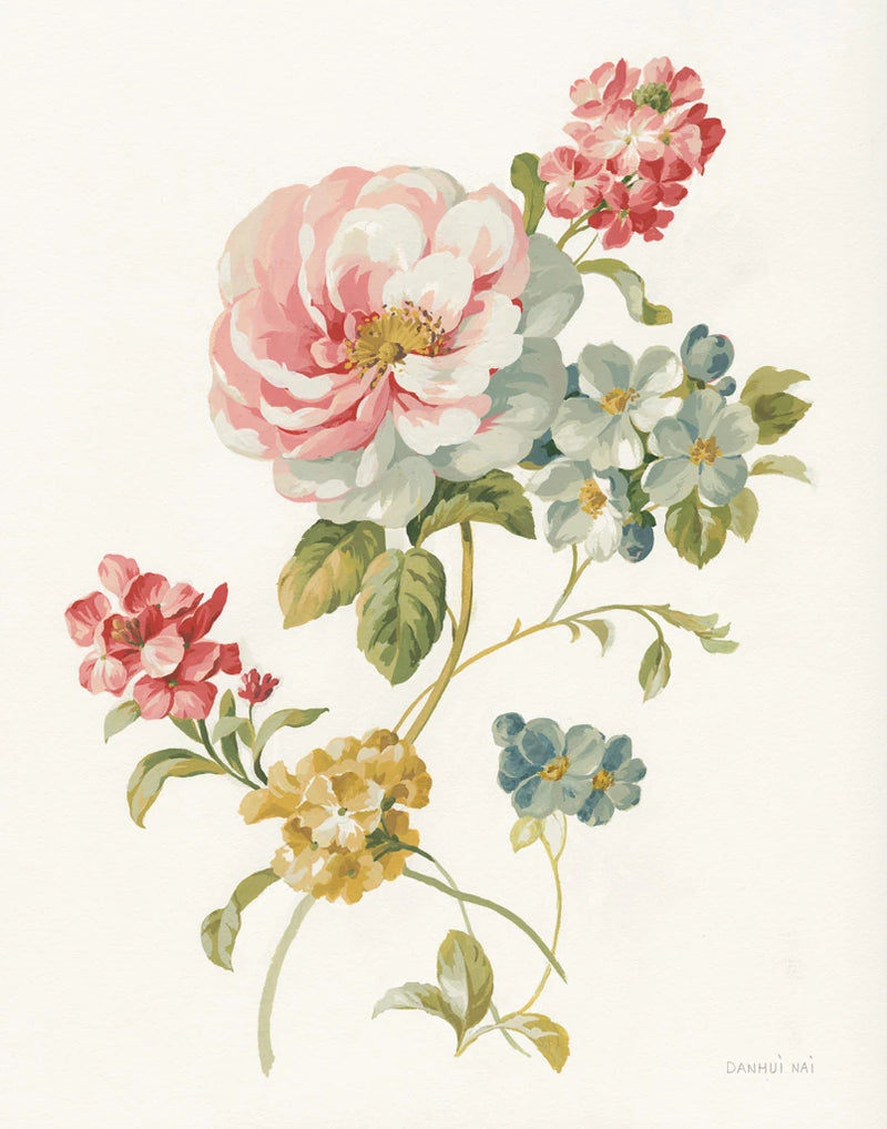 Floral Textiles I White Crop by Danhui Nai