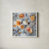 Floral Uplift by Danhui Nai. Shown in a crisp white glass frame for a clean and minimalist style. Available as an archival giclee rolled canvas, fine art paper, or poster print. SKU 66241a.