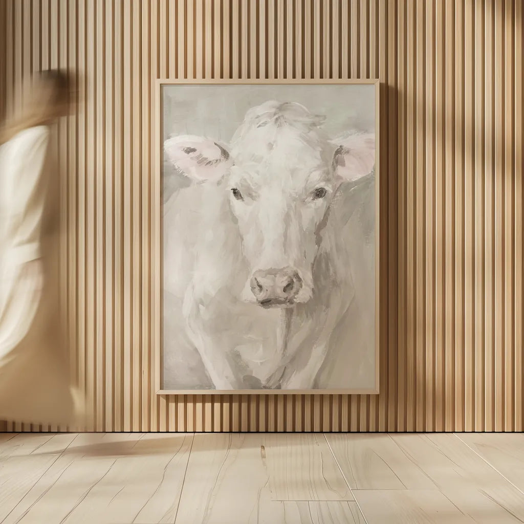 Flossie Neutral by Danhui Nai. shown as over sized large wall art. Available as an archival giclee rolled canvas, fine art paper, or poster print. SKU 77817h.