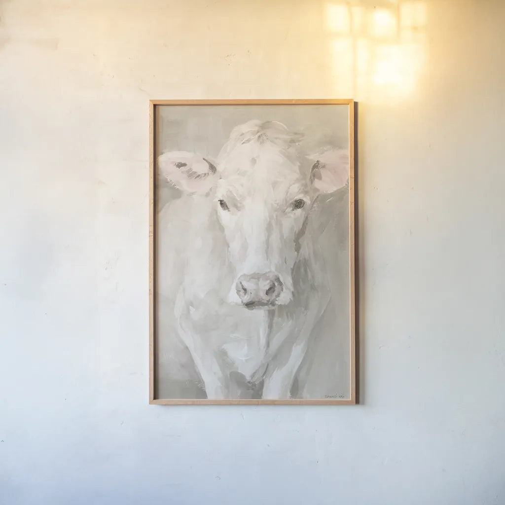 Flossie Neutral by Danhui Nai. shown as a paper print in a natural frame. Available as a archival giclee rolled canvas, fine art paper, or poster print. SKU 77817h.