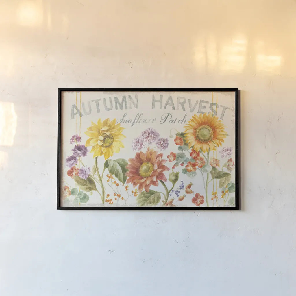 Floursack Autumn IX by Danhui Nai. shown as a paper print in a black flame. Available as a archival giclee rolled canvas, fine art paper, or poster print. SKU 48773i.