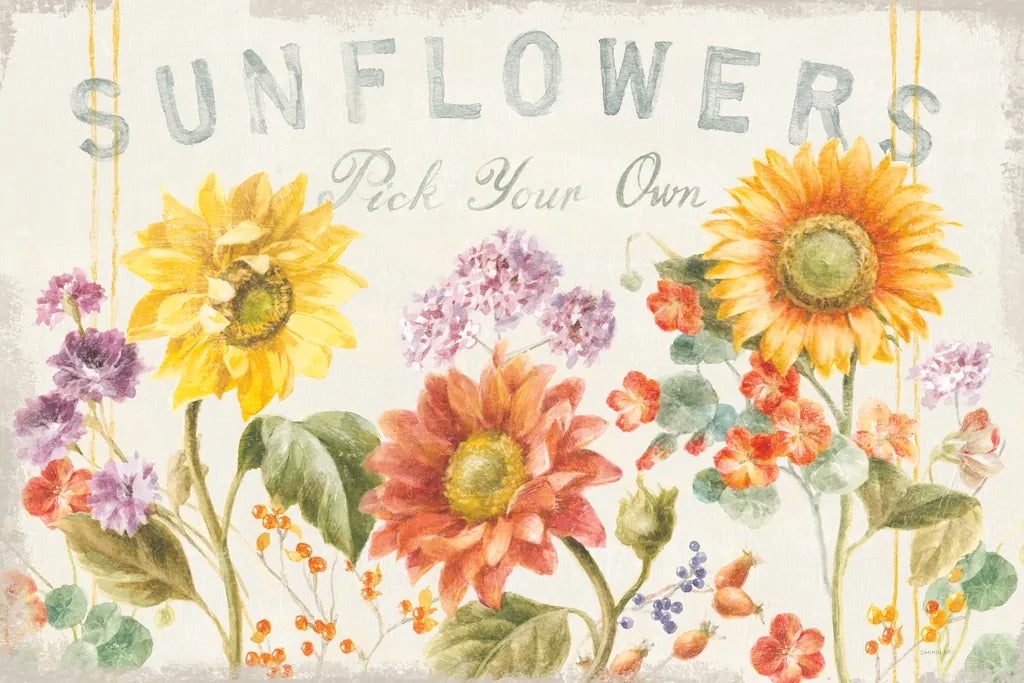 Floursack Autumn IX Sunflowers by Danhui Nai. SKU 54355i. Archival Giclee Fine art print for wall decor.