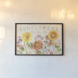 Floursack Autumn IX Sunflowers by Danhui Nai. shown as a paper print in a black flame. Available as a archival giclee rolled canvas, fine art paper, or poster print. SKU 54355i.