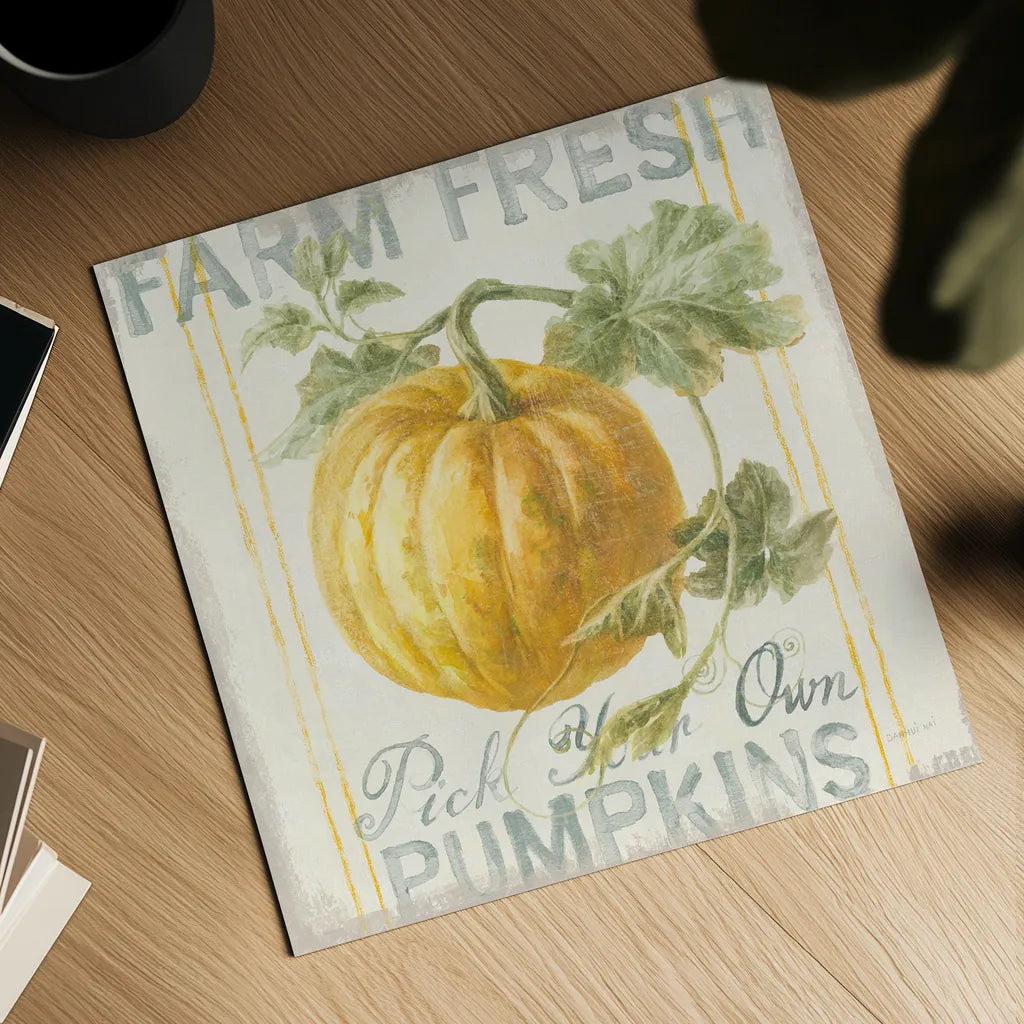 Floursack Autumn V by Danhui Nai. Shown as a detailed flat fine art print, highlighting archival giclee quality. Available as an archival giclee rolled canvas, fine art paper, or poster print. SKU 48769a.