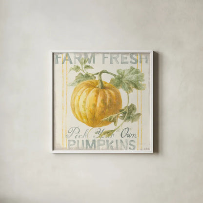 Floursack Autumn V by Danhui Nai. Shown in a crisp white glass frame for a clean and minimalist style. Available as an archival giclee rolled canvas, fine art paper, or poster print. SKU 48769a.