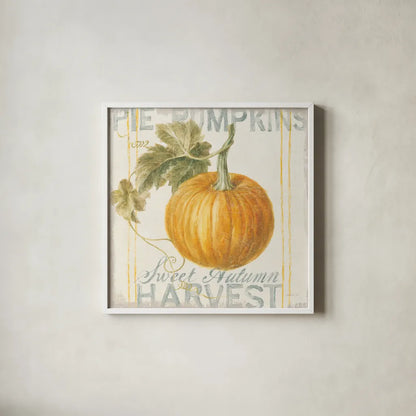Floursack Autumn VI by Danhui Nai. Shown in a crisp white glass frame for a clean and minimalist style. Available as an archival giclee rolled canvas, fine art paper, or poster print. SKU 48770a.