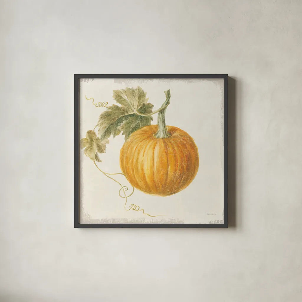 Floursack Autumn VI v2 by Danhui Nai. Shown in a sleek black glass frame for a contemporary gallery look. Available as an archival giclee rolled canvas, fine art paper, or poster print. SKU 56291a.