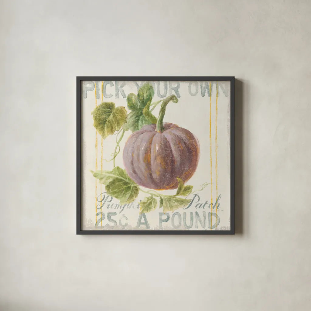 Floursack Autumn VII by Danhui Nai. Shown in a sleek black glass frame for a contemporary gallery look. Available as an archival giclee rolled canvas, fine art paper, or poster print. SKU 48771a.