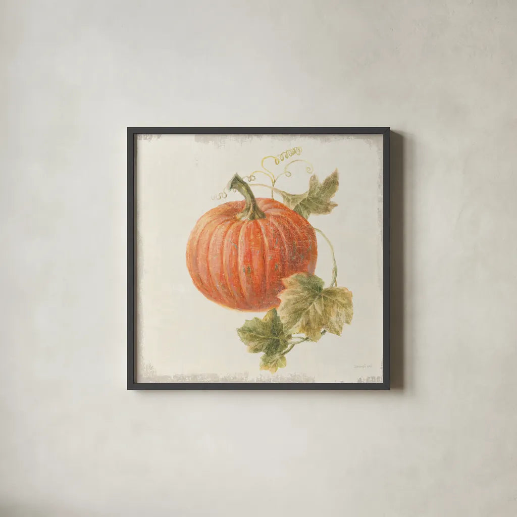 Floursack Autumn VIII v2 by Danhui Nai. Shown in a sleek black glass frame for a contemporary gallery look. Available as an archival giclee rolled canvas, fine art paper, or poster print. SKU 56293a.