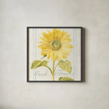 Floursack Florals II Crop by Danhui Nai. Shown in a sleek black glass frame for a contemporary gallery look. Available as an archival giclee rolled canvas, fine art paper, or poster print. SKU 38755a.