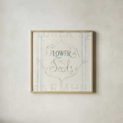 Floursack Florals IX by Danhui Nai. Shown in a natural wood glass frame for a timeless modern aesthetic. Available as an archival giclee rolled canvas, fine art paper, or poster print. SKU 38762a.