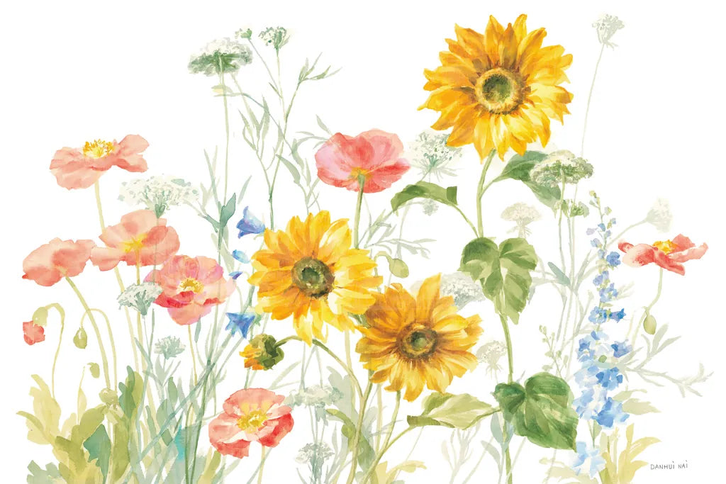 Floursack Florals on White I by Danhui Nai. SKU 41479i. Archival Giclee Fine art print for wall decor.