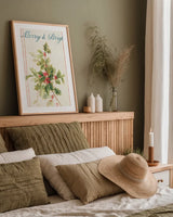 Floursack Holiday Bright I v2 by Danhui Nai. shown as a paper print in a natural frame. Available as a archival giclee rolled canvas, fine art paper, or poster print. SKU 65056h.