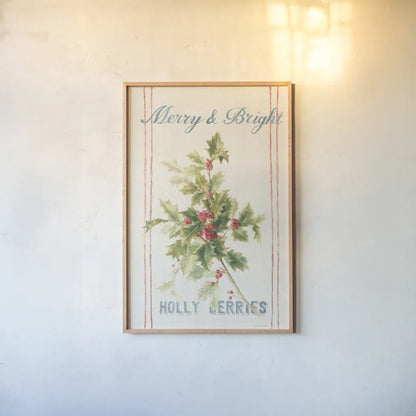 Floursack Holiday Bright I v2 by Danhui Nai. shown as a paper print in a natural frame. Available as a archival giclee rolled canvas, fine art paper, or poster print. SKU 65056h.